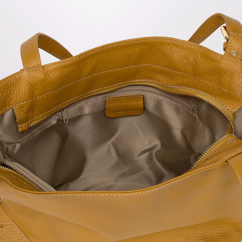 Дамска чанта модел REBECA италианска естествена кожа жълт