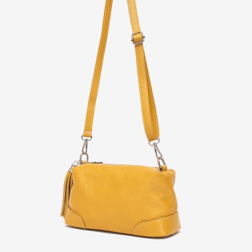 Дамска чанта модел ZOYLA италианска естествена кожа жълт