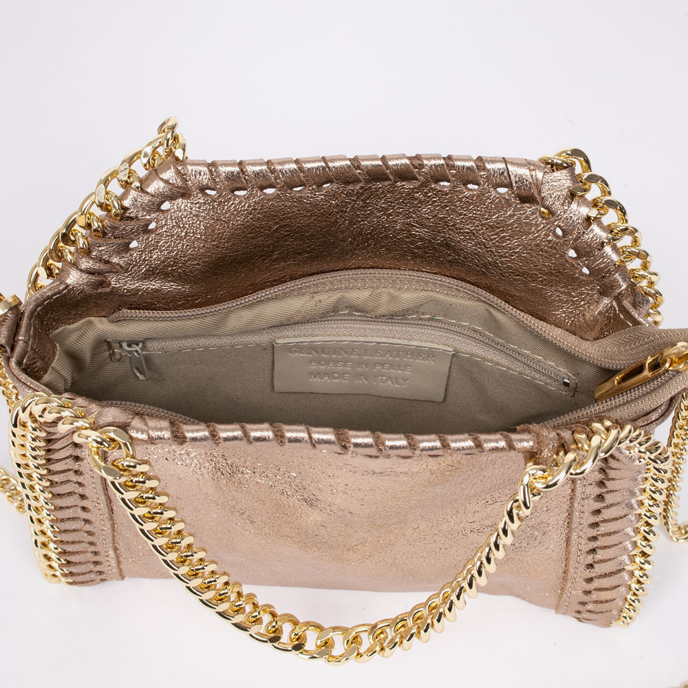 Дамска чанта модел ALMA италианска естествена кожа бронз