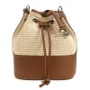 Лятна плетена дамска чанта от италианска естествена кожа модел DELFINA цвят кафяв