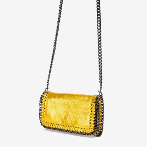 Малка дамска чанта модел SELENA италианска естествена кожа жълт
