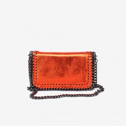 Малка дамска чанта модел SELENA италианска естествена кожа оранжев
