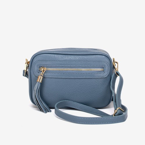 Дамска чанта модел BONI италианска естествена кожа светло син