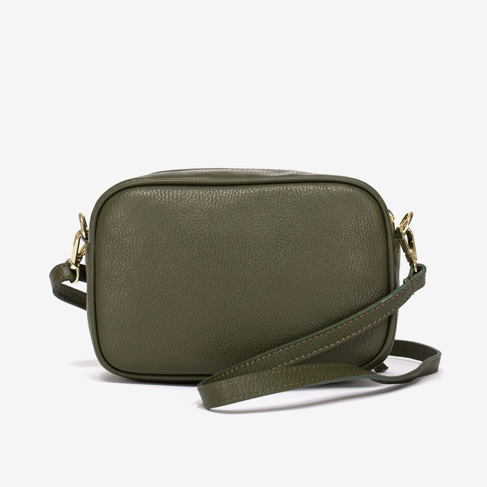 Дамска чанта модел BONI италианска естествена кожа зелен хаки