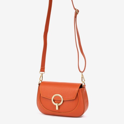 Дамска чанта модел SUZIE италианска естествена кожа оранжев