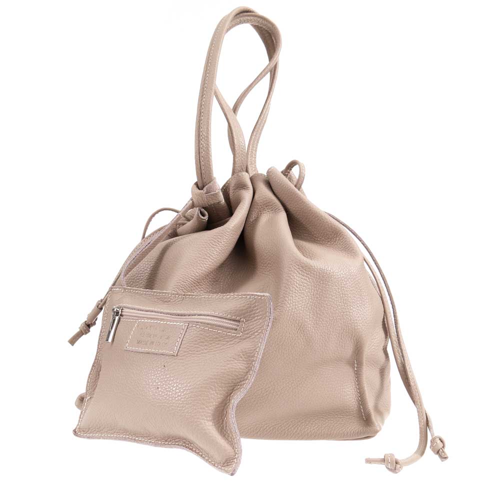 еластичност биене Персей Дамска чанта тип торба от италианска естествена кожа модел MONA розов с  връзки