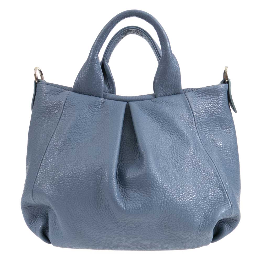 Елегантна дамска чанта от италианска естествена кожа модел VELIA цвят син