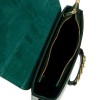 Малка дамска чанта през тялото от естествена кожа с капак зелена