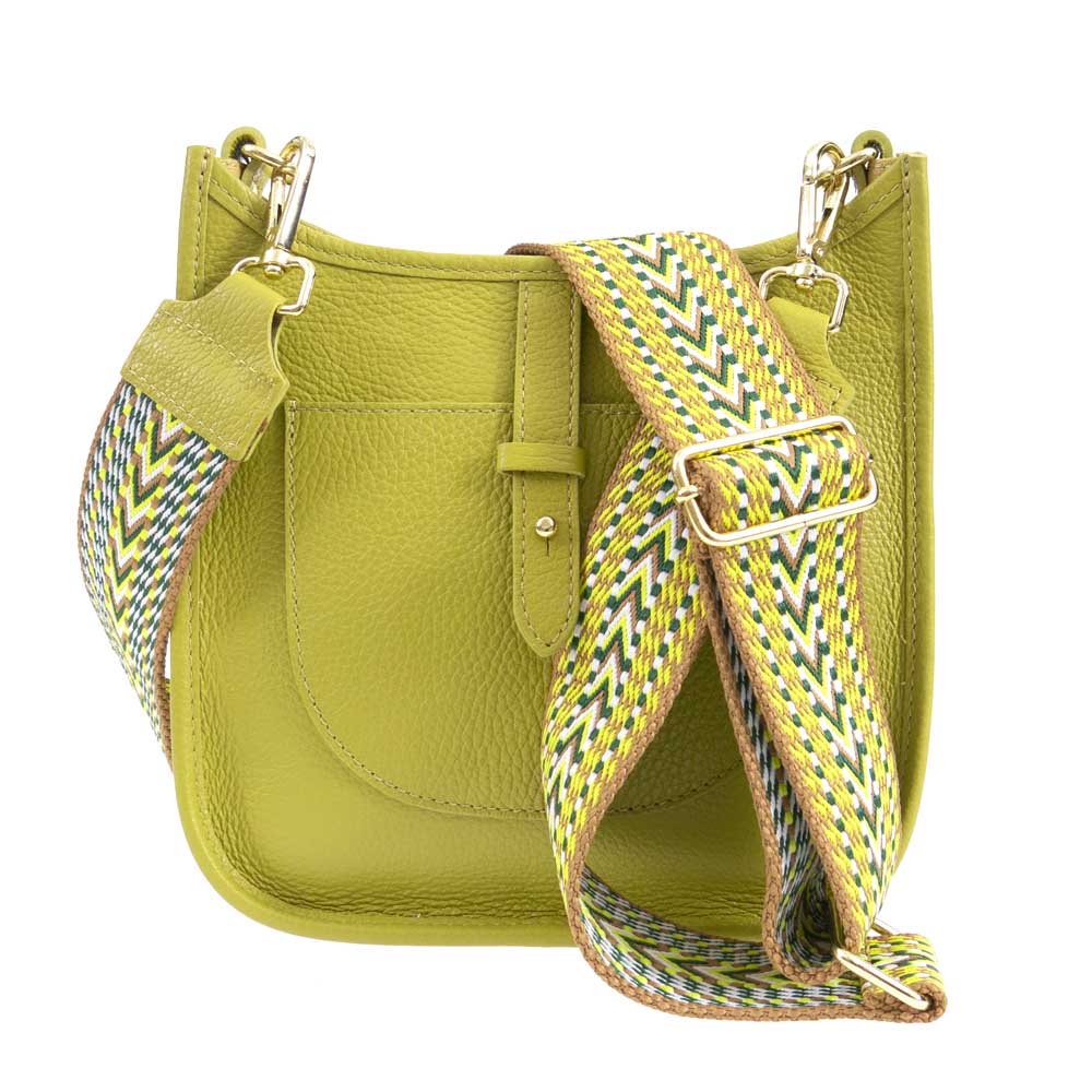 Елегантна малка дамска чанта от италианска естествена кожа модел AMBRA цвят зелен