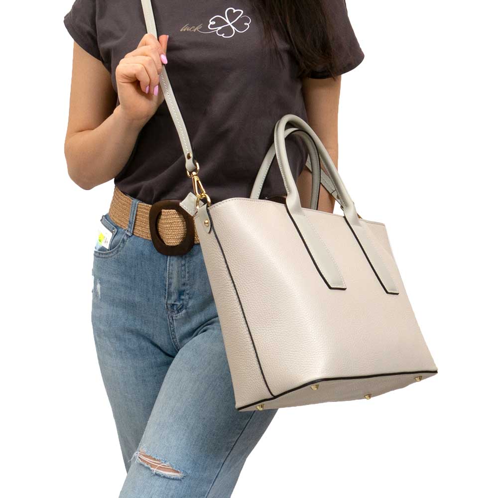 Дамска чанта модел VENTURA италианска естествена кожа екрю