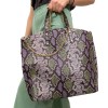 Дамска чанта модел VERONA италианска естествена кожа лилав-зелен принт