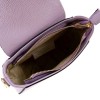 Малка дамска чанта за през тялото от естествена кожа лилава с капак