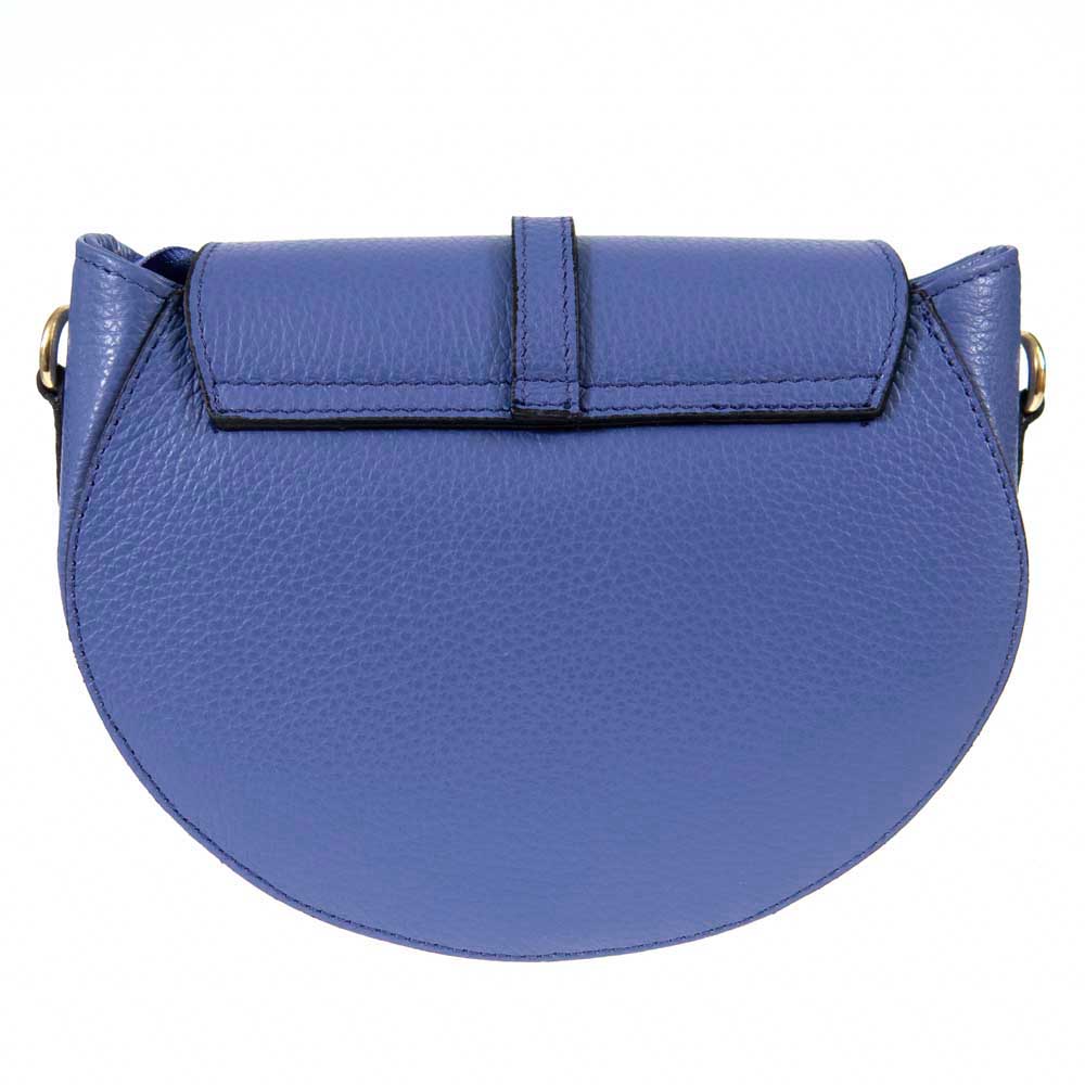 Практична малка дамска чанта от италианска естествена кожа модел DEVERRA цвят виолетово син