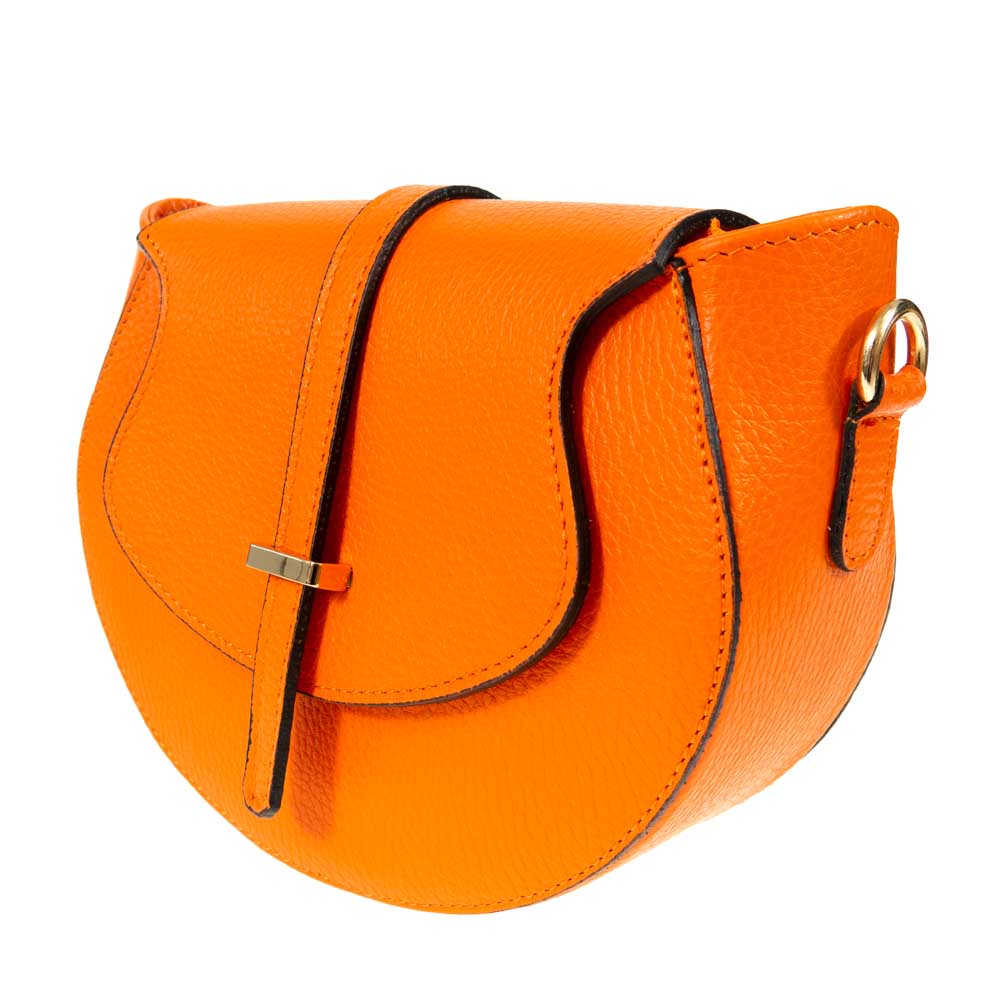 Малка дамска чанта модел DEVERRA италианска естествена кожа оранжев