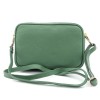 Актуална малка дамска чанта от италианска естествена кожа модел BONI цвят синьо-зелен с дълга дръжка 