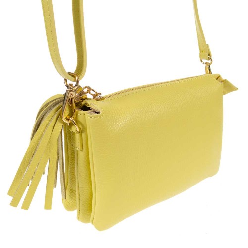 Малка дамска чанта модел MODESTA италианска естествена кожа жълт