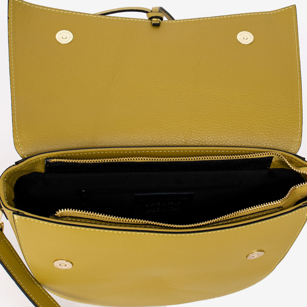 Дамска чанта модел TONDO италианска естествена кожа жълт