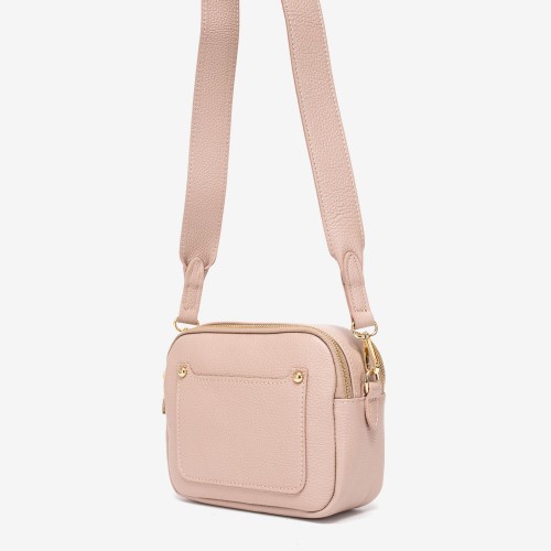 Дамска чанта модел JULY италианска естествена кожа розовa пудра