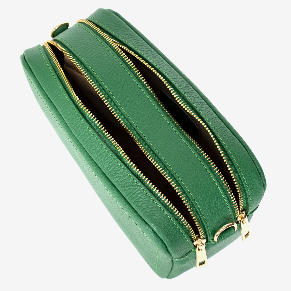 Дамска чанта модел ADINA италианска естествена кожа тъмно зелен