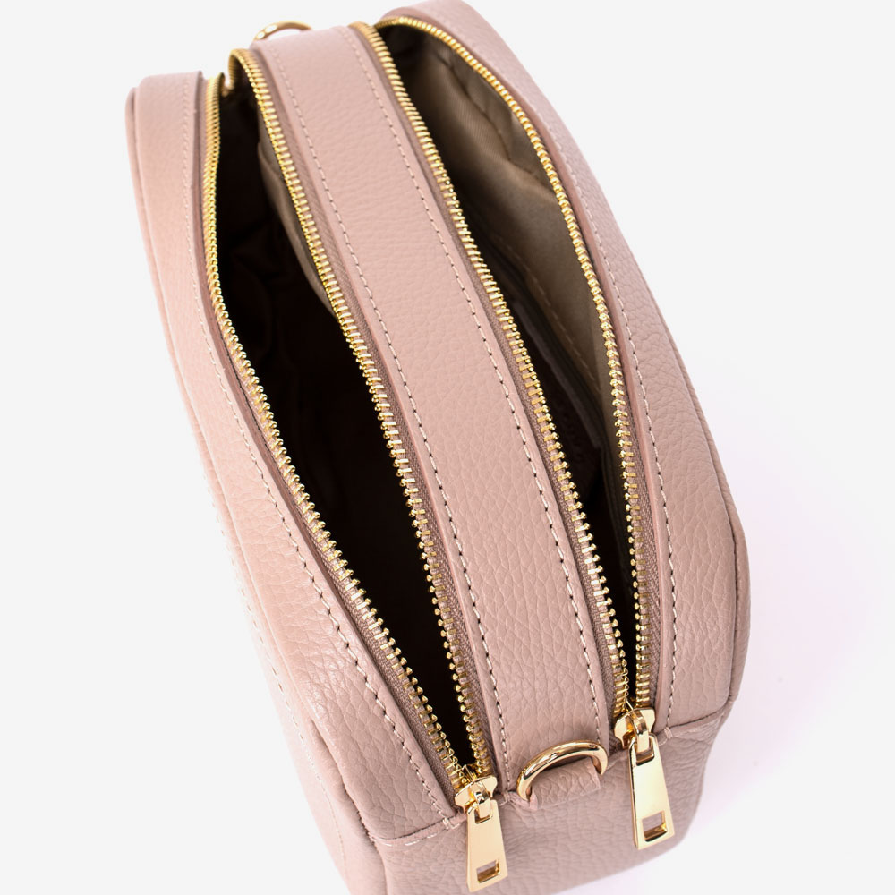 Дамска чанта модел ADINA италианска естествена кожа светло розов