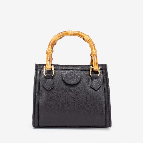 Малка дамска чанта модел FIONA италианска естествена кожа черен