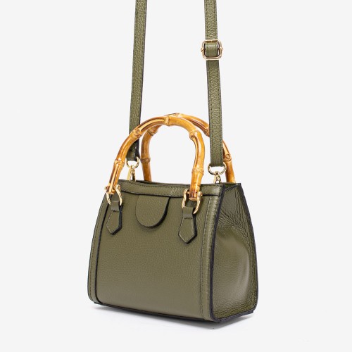 Малка дамска чанта модел FIONA италианска естествена кожа зелен