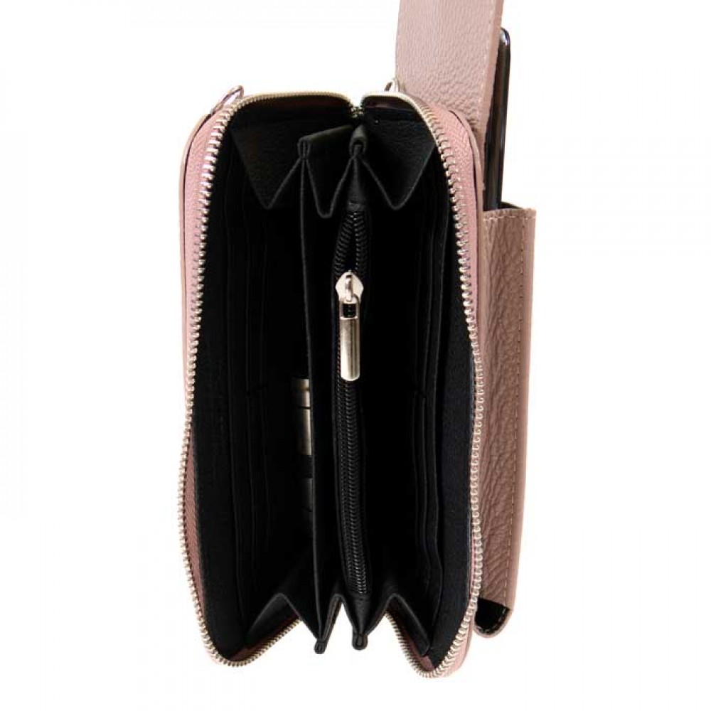 Малка дамска чанта от италианска естествена кожа модел FLAVIE розов