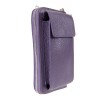 Дамска чанта тип портмоне от естествена кожа с подвижна дълга дръжка лилава