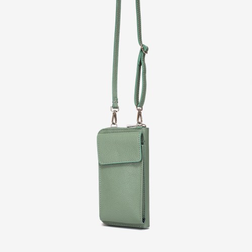 Малка дамска чанта модел FLAVIE италианска естествена кожа зелен