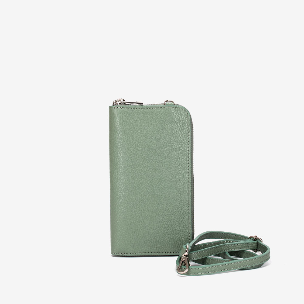 Малка дамска чанта модел FLAVIE италианска естествена кожа зелен