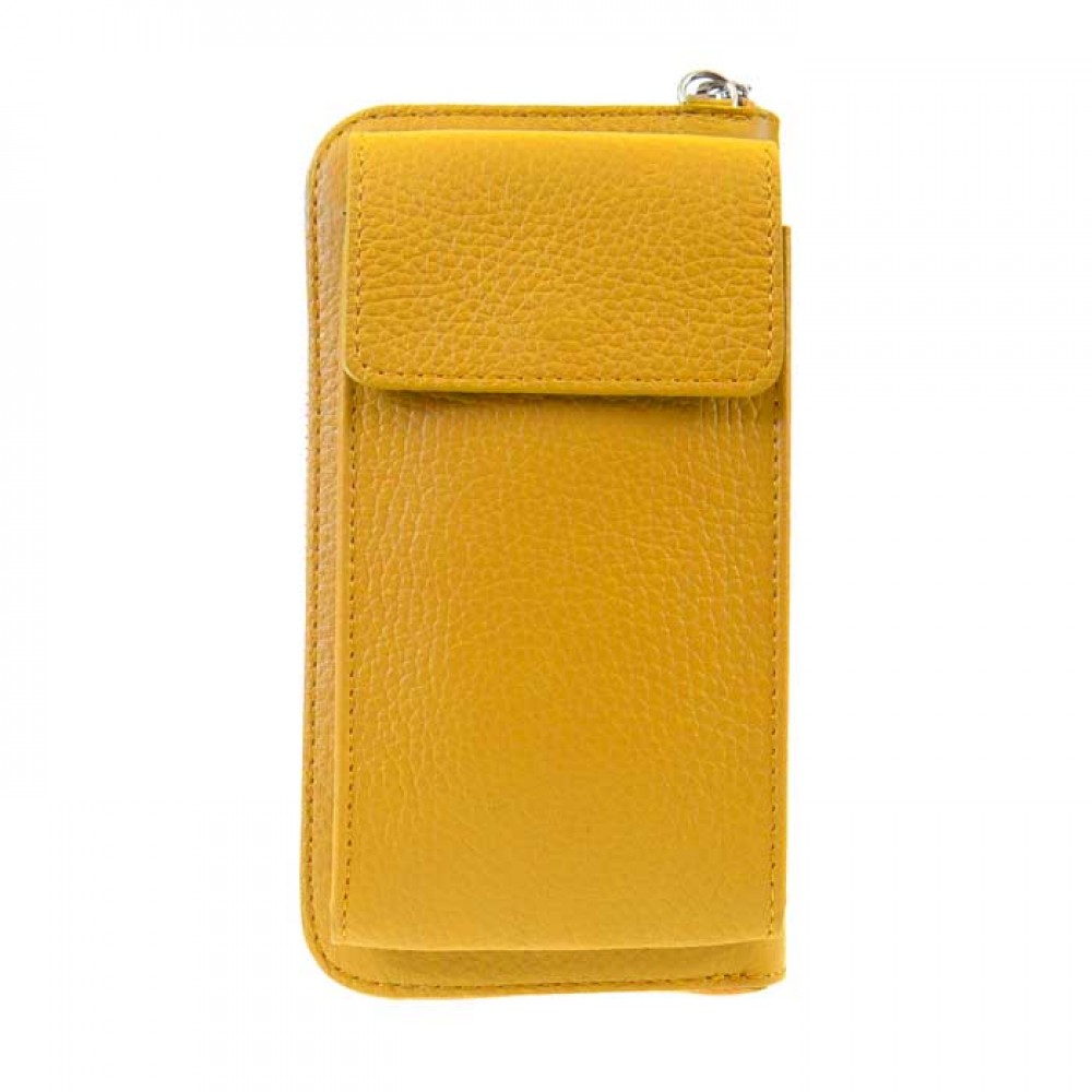 Малка дамска чанта модел FLAVIE италианска естествена кожа жълт