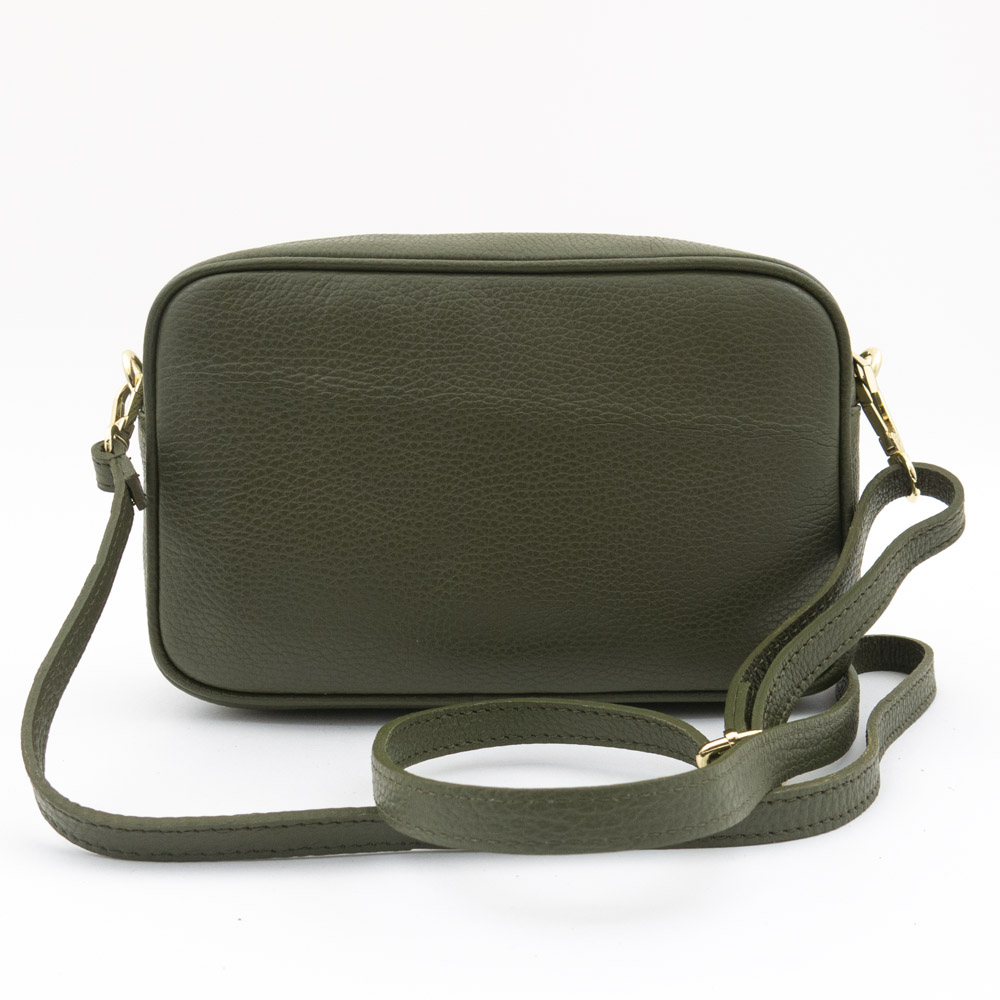 Практична малка дамска чанта от италианска естествена кожа модел BONI цвят зелен