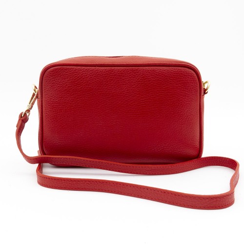 Малка дамска чанта модел BONI италианска естествена кожа тъмно червен