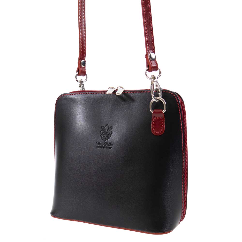 Малка дамска чанта през рамо от италианска естествена кожа черен