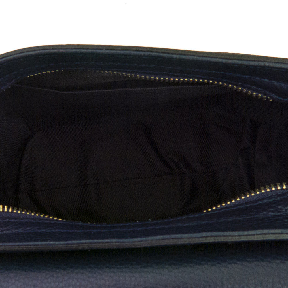 Стилна дамска чанта от италианска естествена кожа модел OCTAVIA цвят тъмно син
