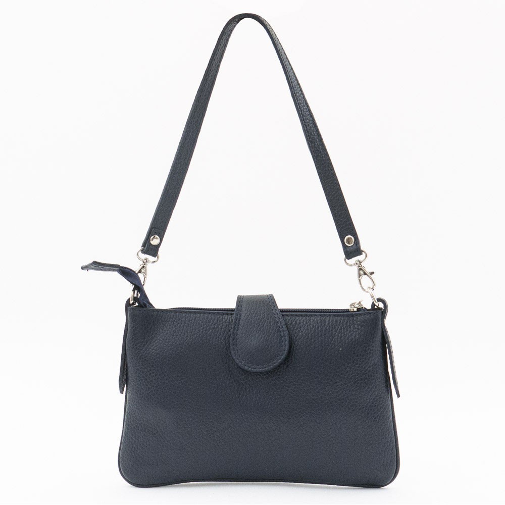 Стилна малка дамска чанта от италианска естествена кожа модел HOLLY цвят тъмно син