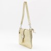 Златна малка дамска чанта от италианска естествена кожа модел HOLLY цвят златен