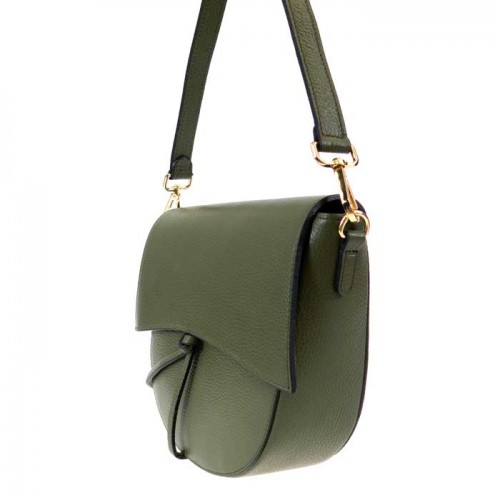 Дамска чанта модел TONDO италианска естествена кожа зелен