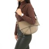 Елегантна дамска чанта от италианска естествена кожа модел TONDO цвят бежов