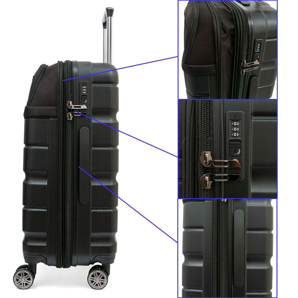 Комплект куфари 3 размера от ABS и текстил цвят черен ENZO NORI модел MIX с 4 независими колела
