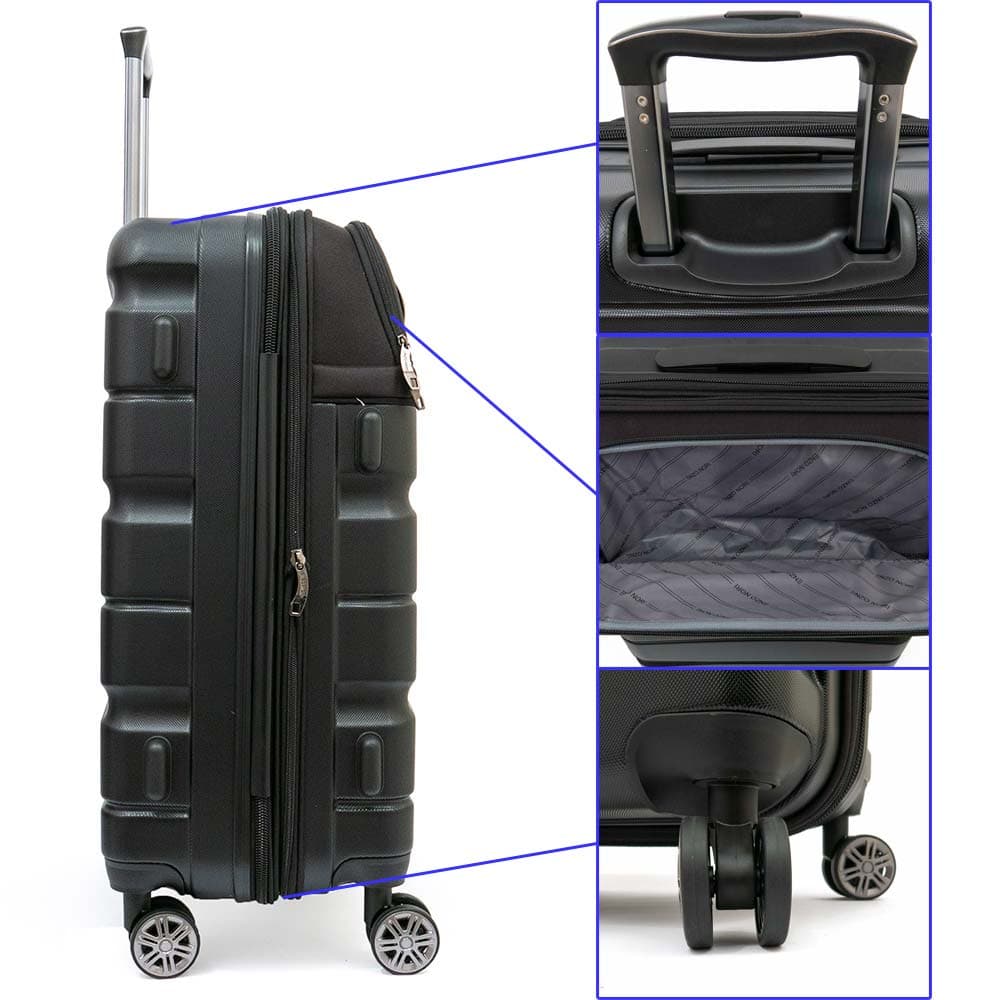 Куфар от текстил с ABS ENZO NORI модел MIX 64 см черен на 4 колелца с TSA код