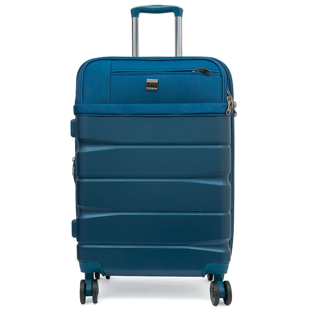 Куфар с TSA код ENZO NORI модел MIX 64 см текстил с ABS на 4 колелца цвят син