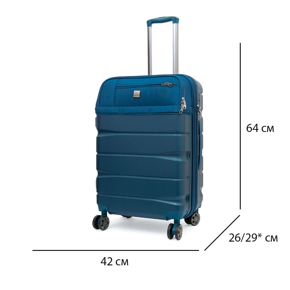 Куфар с TSA код ENZO NORI модел MIX 64 см текстил с ABS на 4 колелца цвят син
