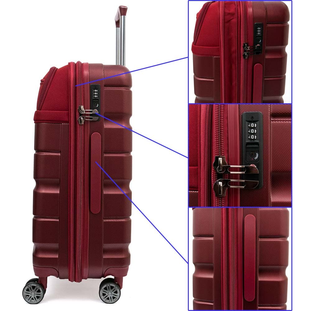 Здрав куфар от текстил с ABS червен цвят ENZO NORI модел MIX 75 см на 4 колелца с TSA код