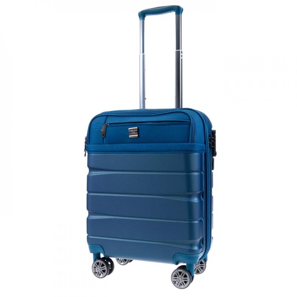Куфар за ръчен багаж с разширение и отделение за лаптоп ENZO NORI модел MIX-E 54 см текстил с ABS син