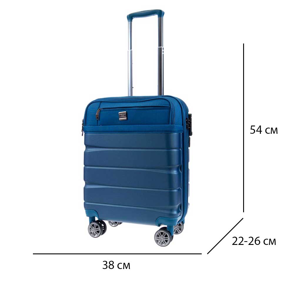 Куфар за ръчен багаж с разширение и отделение за лаптоп ENZO NORI модел MIX-E 54 см текстил с ABS син