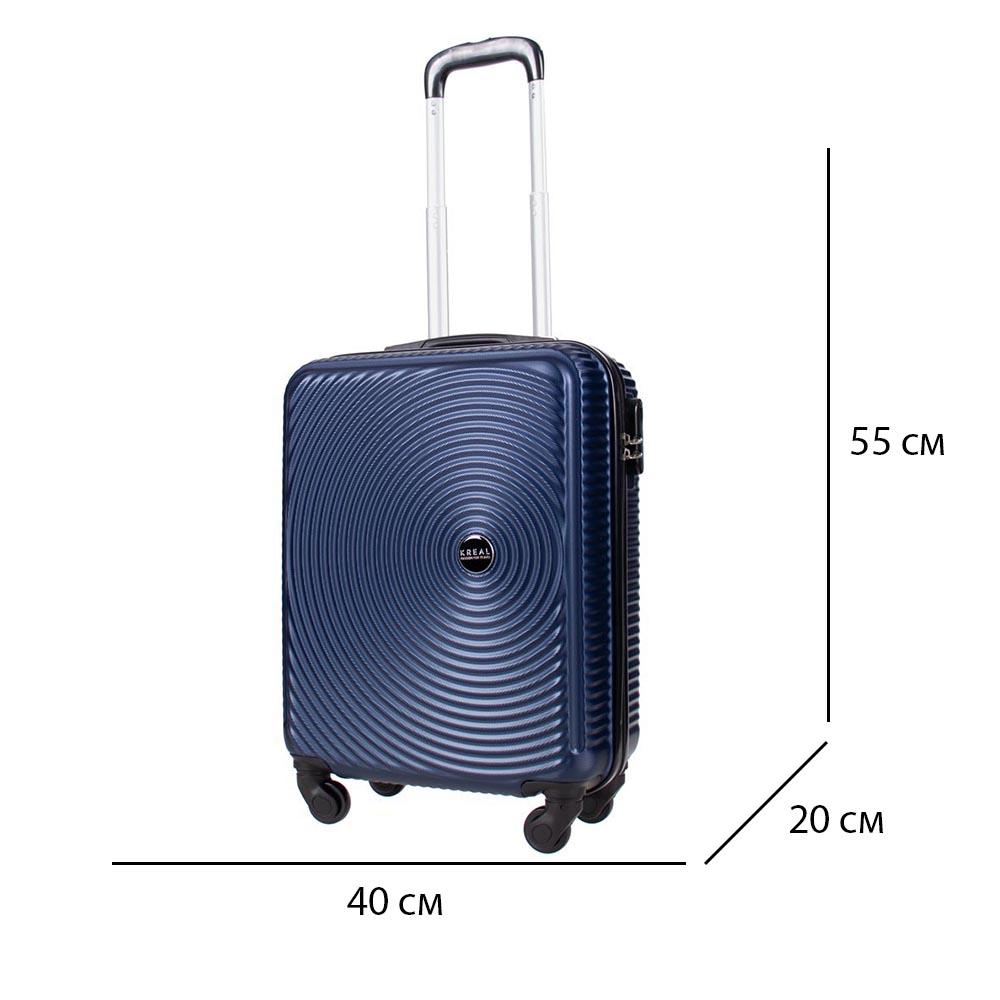 Kуфар за ръчен багаж KREAL модел RIO 55 см ABS с 4 колелца тъмно син
