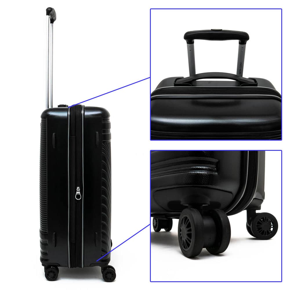 Луксозни куфари комплект в 3 размера от поликарбонат ENZO NORI модел GALAXY с разширение цвят черен