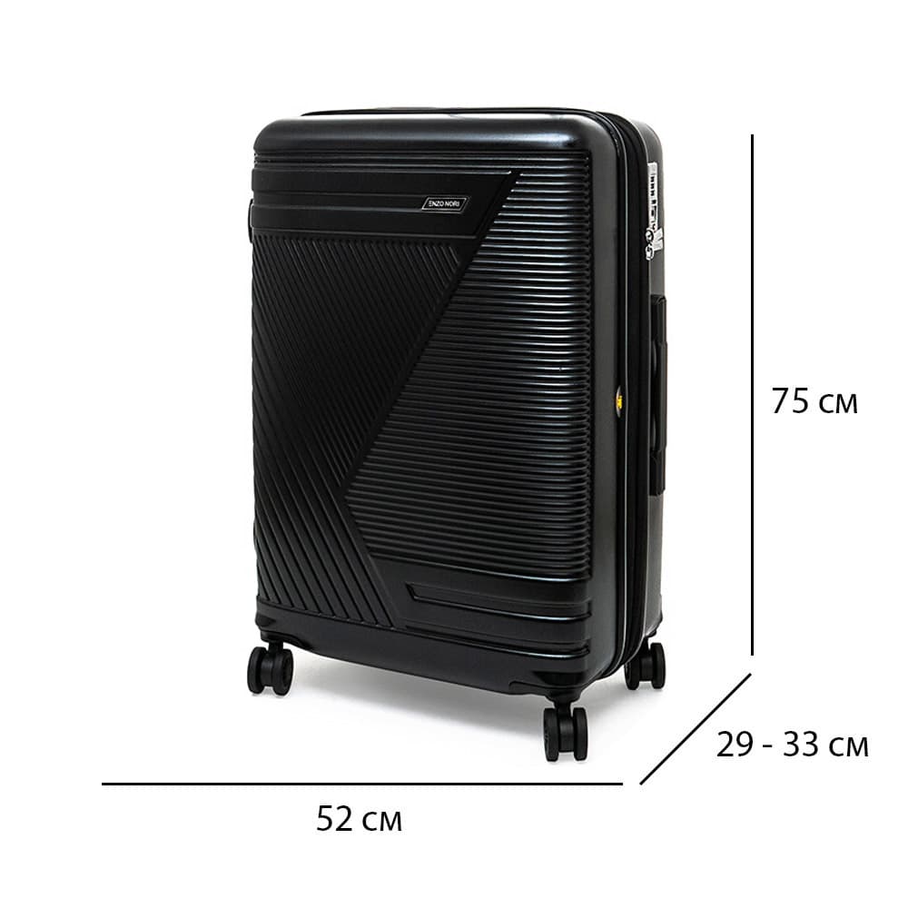 Твърд куфар ENZO NORI голям размер с разширение TSA черен