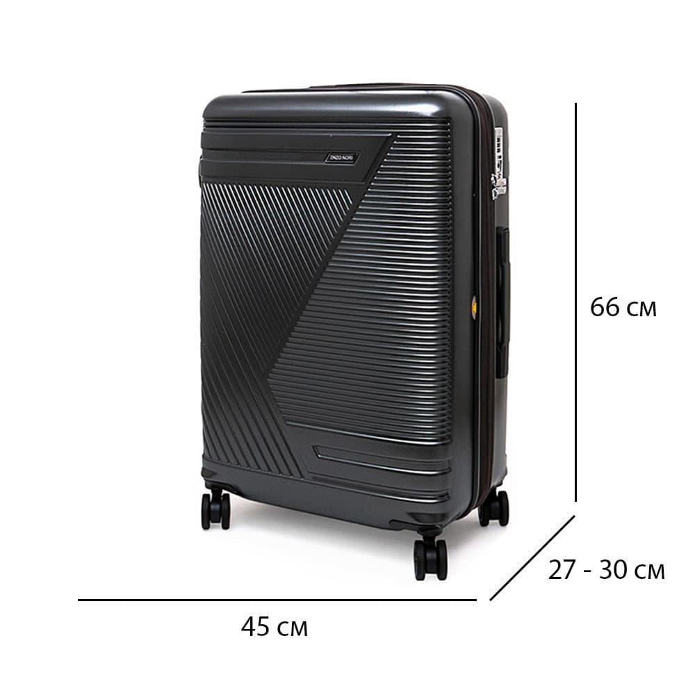 Луксозен твърд куфар от поликарбонат с разширение ENZO NORI модел GALAXY 66 см спинер цвят тъмно сив